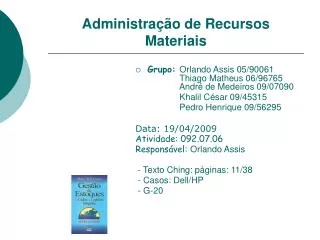 administra o de recursos materiais