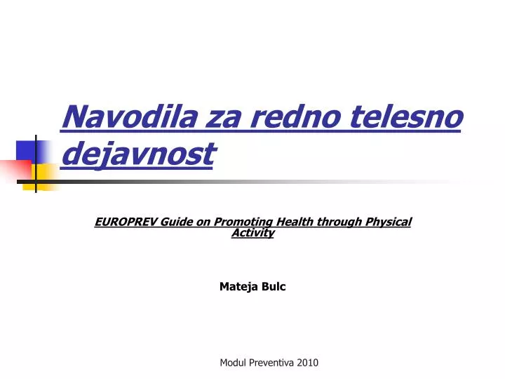 navodila za redno telesno dejavnost