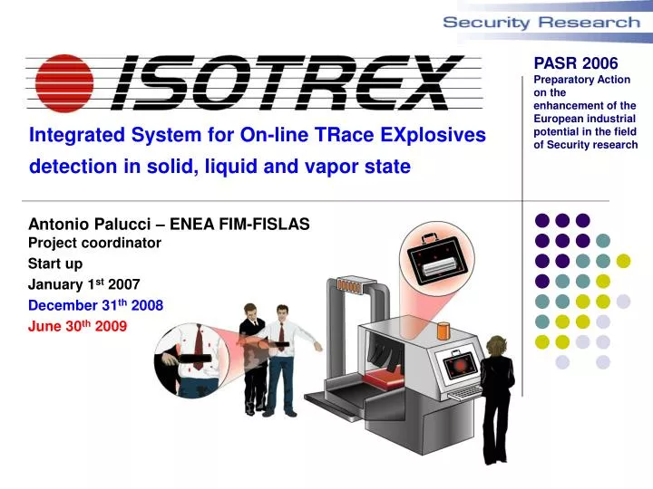 integrated system for on line trace explosives detection in solid liquid and vapor state