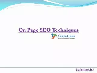 On Page SEO Tips & Techniques