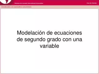 modelaci n de ecuaciones de segundo grado con una variable