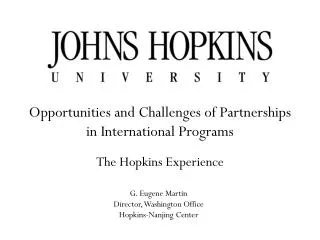 Opportunities and Challenges of Partnerships in International Programs