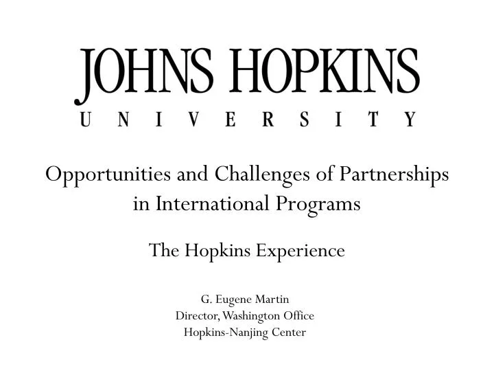 opportunities and challenges of partnerships in international programs