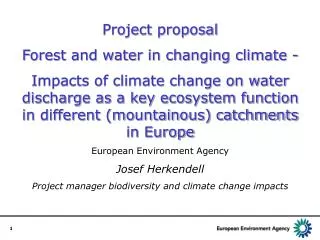 Project proposal Forest and water in changing climate -