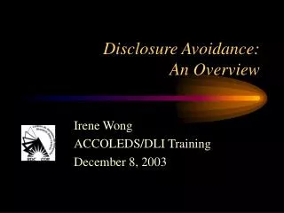 disclosure avoidance an overview