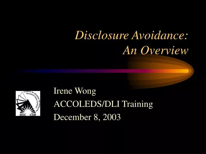 disclosure avoidance an overview