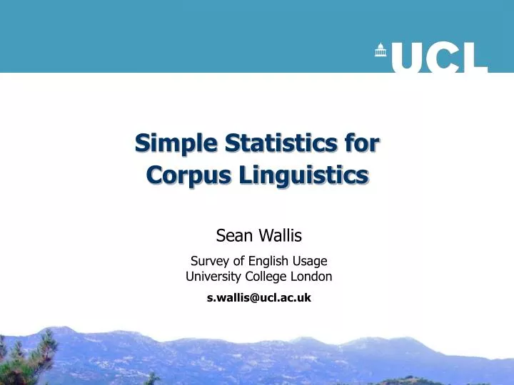 simple statistics for corpus linguistics