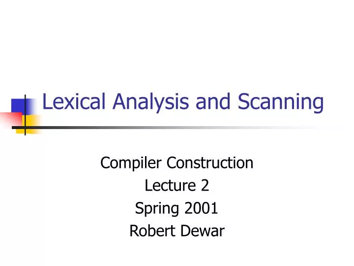 lexical analysis and scanning