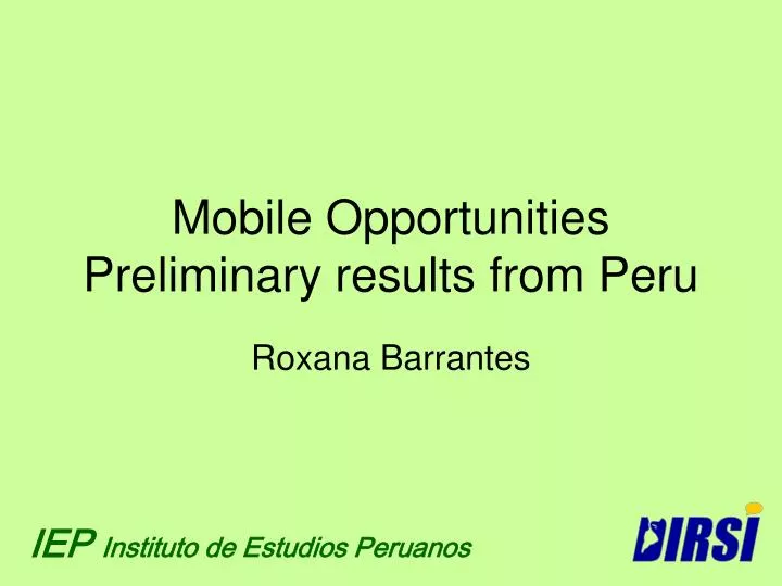 mobile opportunities preliminary results from peru
