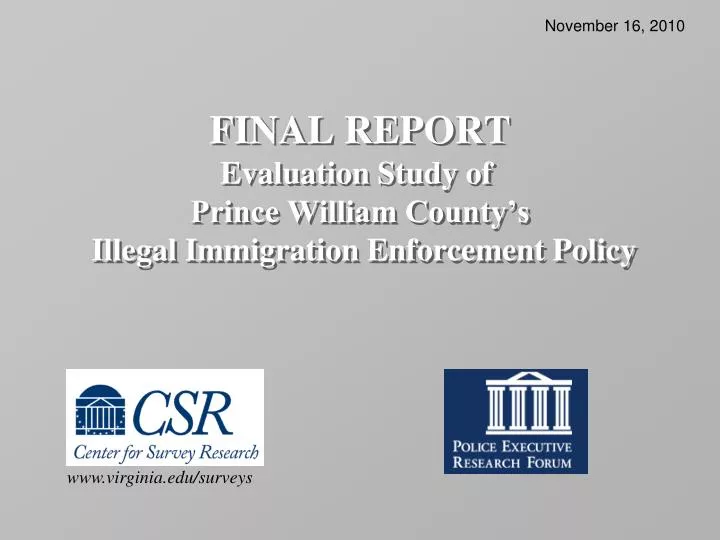 final report evaluation study of prince william county s illegal immigration enforcement policy