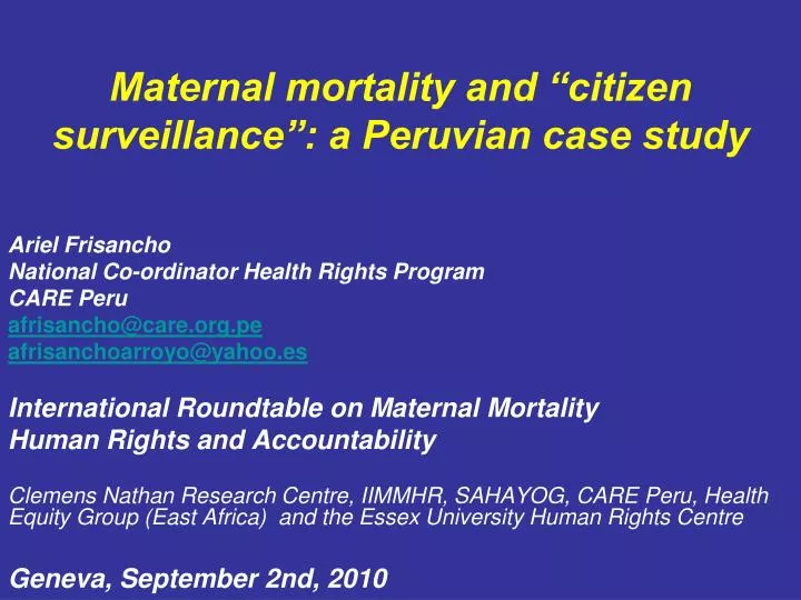 maternal mortality and citizen surveillance a peruvian case study