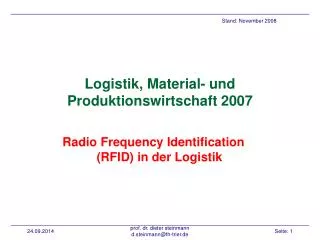 Logistik, Material- und Produktionswirtschaft 2007