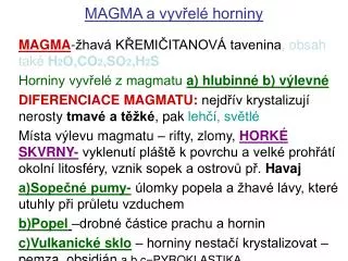 magma a vyv el horniny