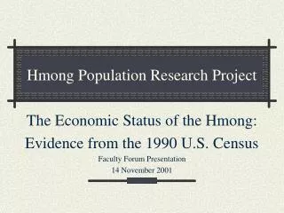Hmong Population Research Project