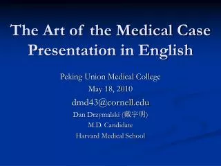 the art of the medical case presentation in english