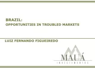 BRAZIL : OPPORTUNITIES IN TROUBLED MARKETS