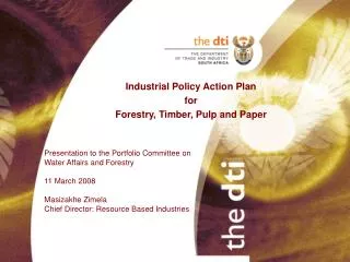 Industrial Policy Action Plan for Forestry, Timber, Pulp and Paper