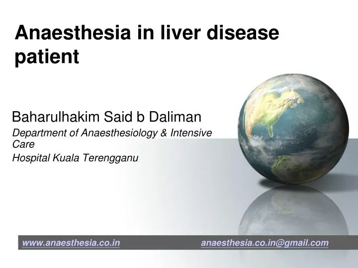 anaesthesia in liver disease patient