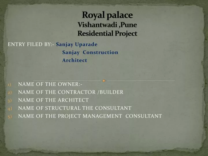 name of the project with royal palace vishantwadi pune residential project