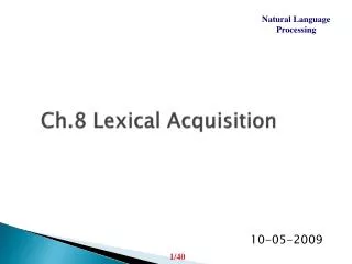 Ch.8 Lexical Acquisition