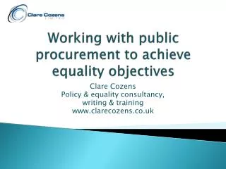 Working with public procurement to achieve equality objectives