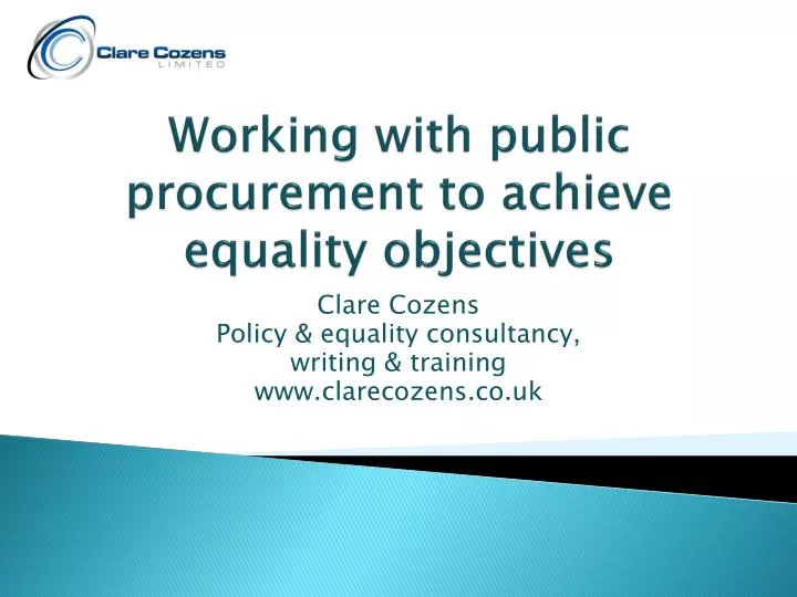 working with public procurement to achieve equality objectives