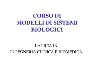 corso di modelli di sistemi biologici