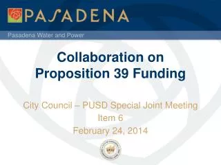 Collaboration on Proposition 39 Funding