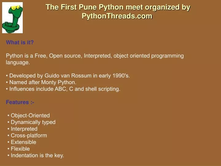 the first pune python meet organized by pythonthreads com