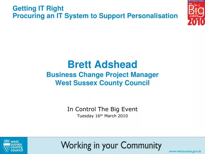 brett adshead business change project manager west sussex county council