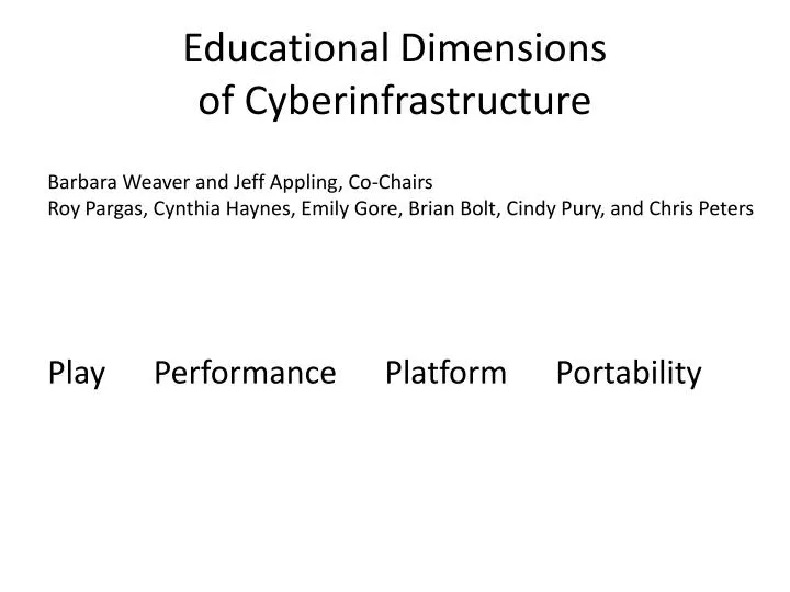 educational dimensions of cyberinfrastructure