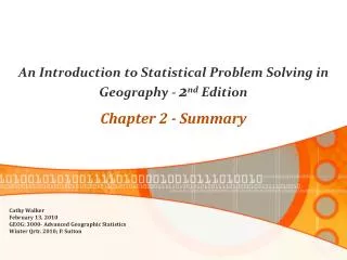 An Introduction to Statistical Problem Solving in Geography - 2 nd Edition