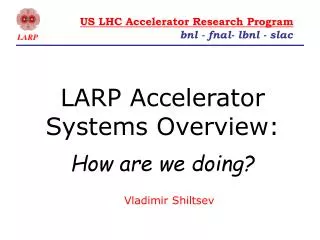 LARP Accelerator Systems Overview: How are we doing?