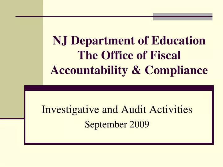 nj department of education the office of fiscal accountability compliance