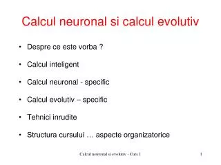 calcul neuronal si calcul evolutiv