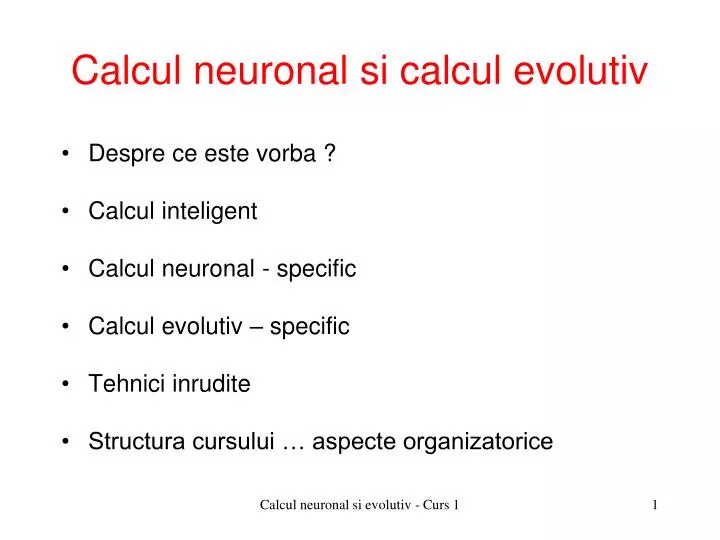 calcul neuronal si calcul evolutiv