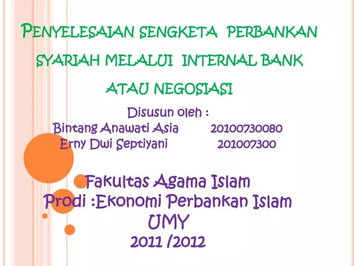 penyelesaian sengketa perbankan syariah melalui internal bank atau negosiasi