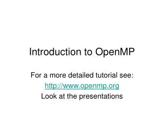 Introduction to OpenMP