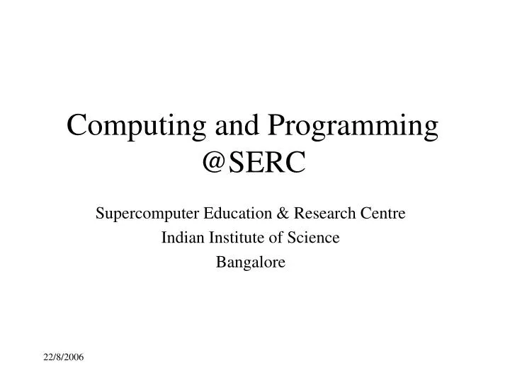 computing and programming @serc