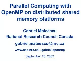 Parallel Computing with OpenMP on distributed shared memory platforms