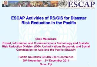 escap activities of rs gis for disaster risk reduction in the pacific