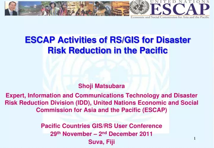 escap activities of rs gis for disaster risk reduction in the pacific