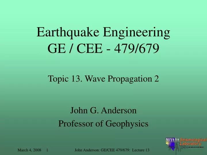 earthquake engineering ge cee 479 679 topic 13 wave propagation 2