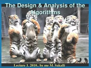 The Design &amp; Analysis of the Algorithms