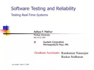 Software Testing and Reliability Testing Real-Time Systems