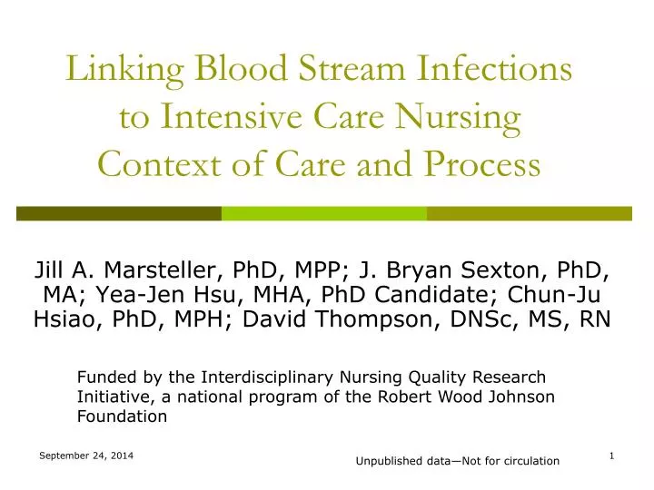 linking blood stream infections to intensive care nursing context of care and process