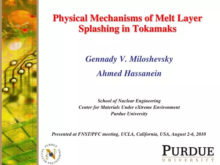 physical mechanisms of melt layer splashing in tokamaks