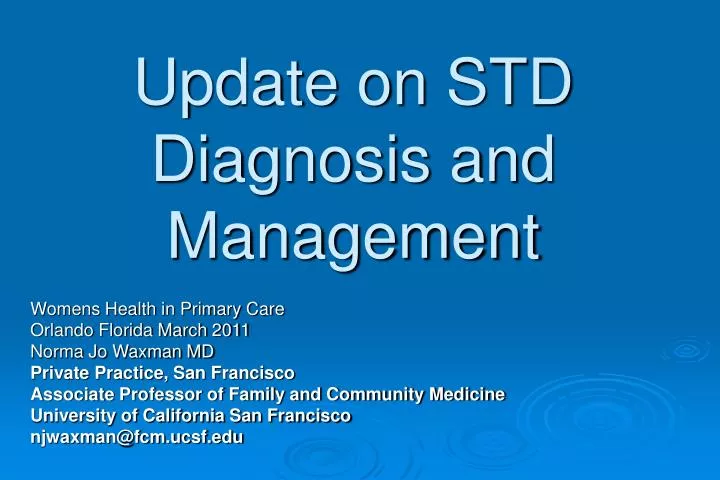 update on std diagnosis and management