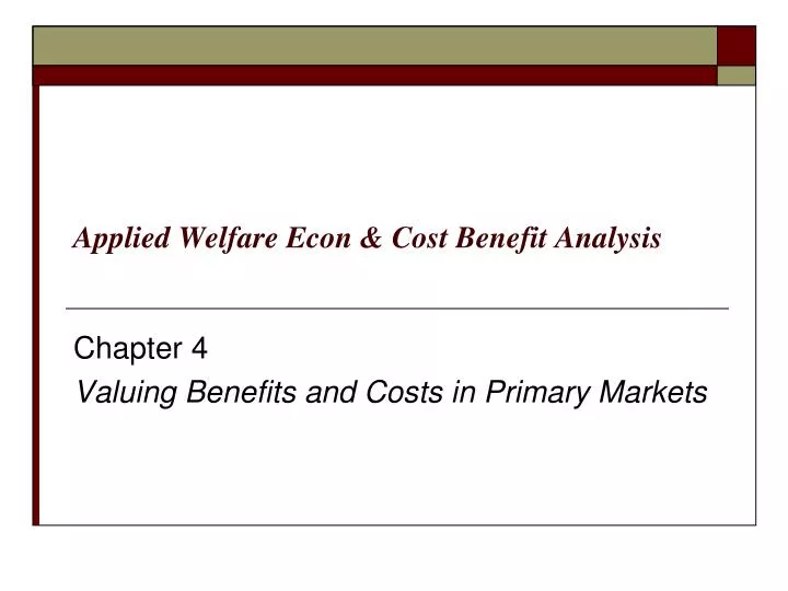 applied welfare econ cost benefit analysis