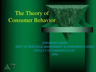 The Theory of Consumer Behavior